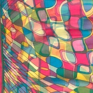 Tickled Pink Silk Oblong Pink Scarf Geometric Print 
New With Tag